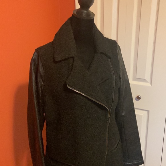 Ruff Hewn multi texture asymmetrical zip midi jacket - Picture 5 of 7